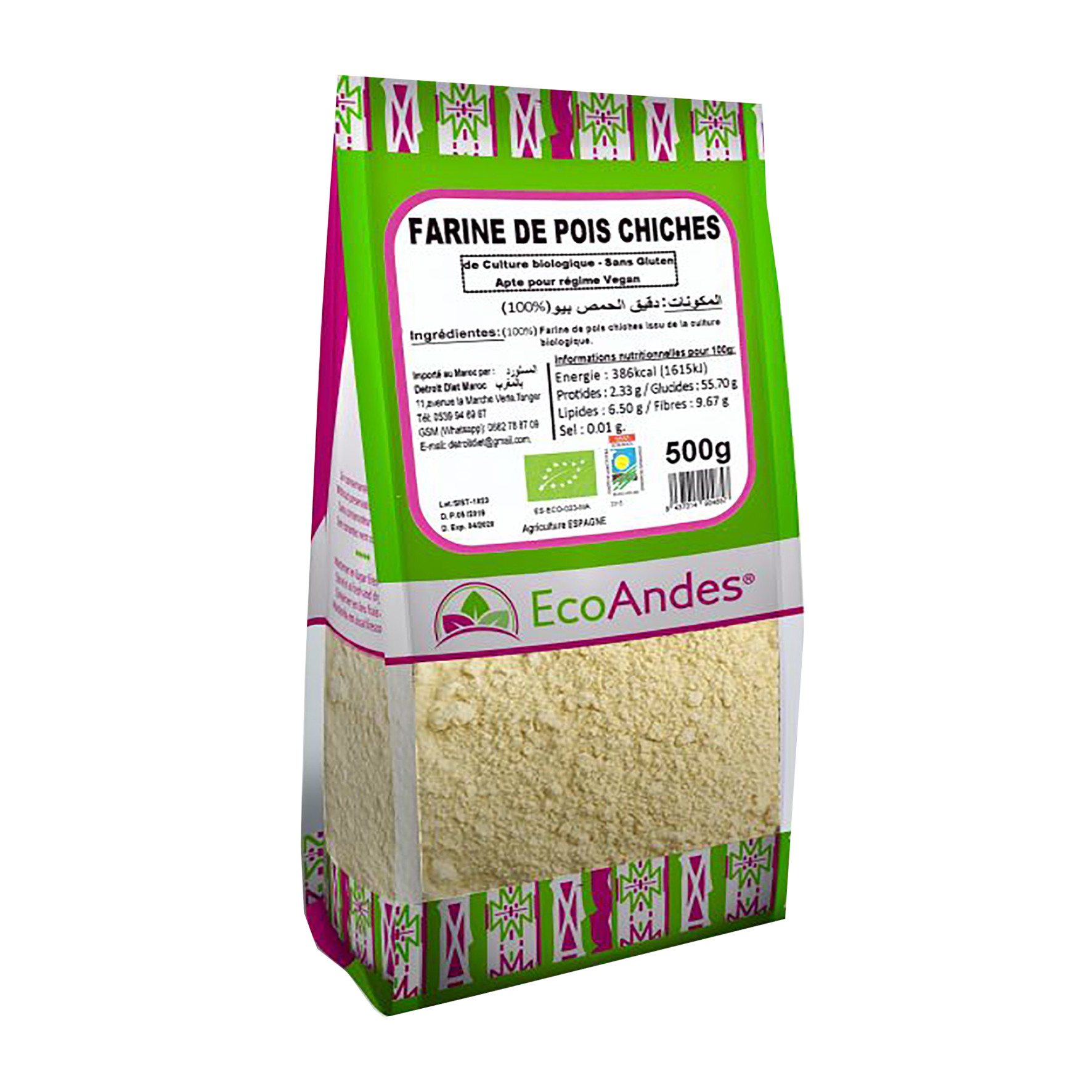 Ecoandes Farine De Pois Chiches Bio Sans Gluten G Bio Maroc