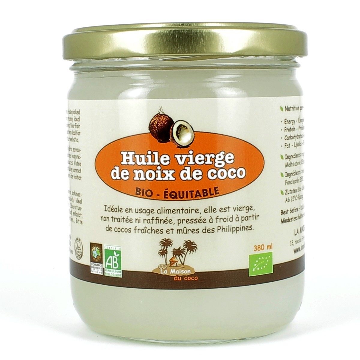Huile de coco vierge alimentaire  Alimentation au Maroc 